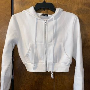 White cropped zip up- Shien